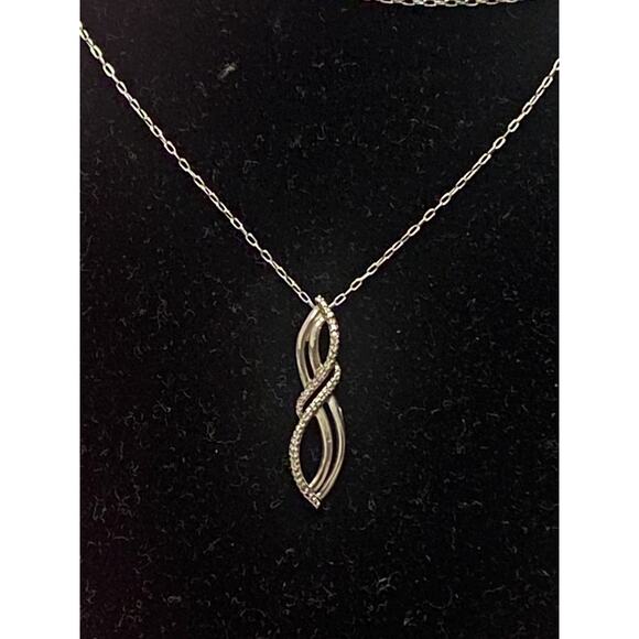 JWBR Signed Sterling Silver Necklace, Infinity Knot Pendant, Diamond Accent - Picture 6 of 8